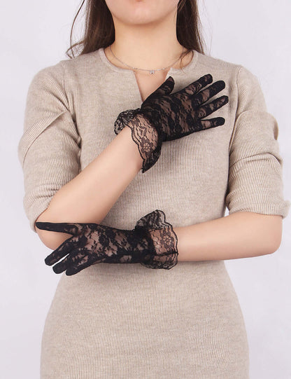 Sheer Black Lace Gloves