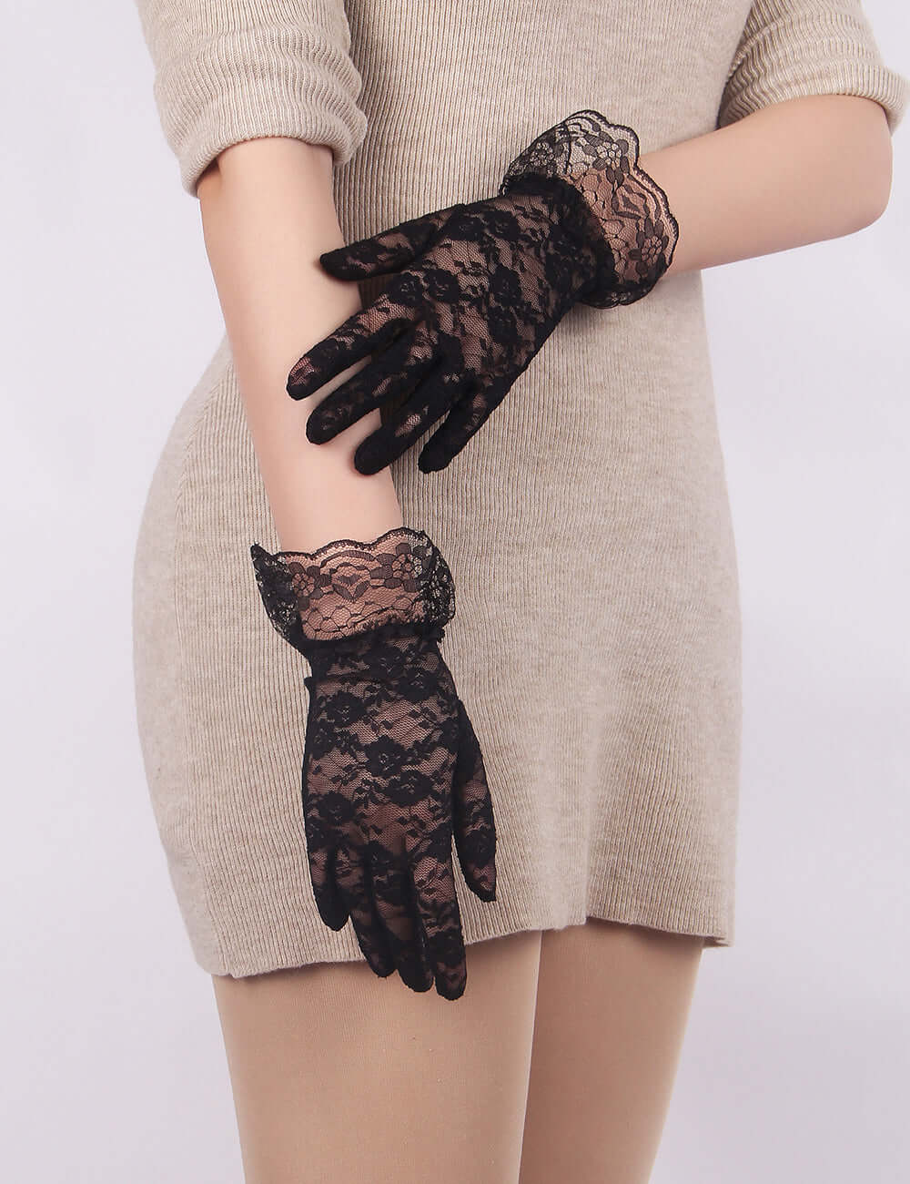 Sheer Black Lace Gloves