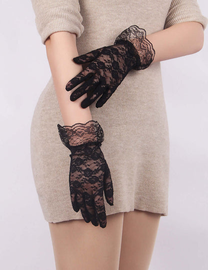 Sheer Black Lace Gloves