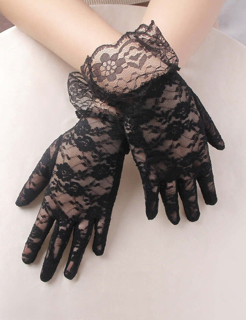 Sheer Black Lace Gloves