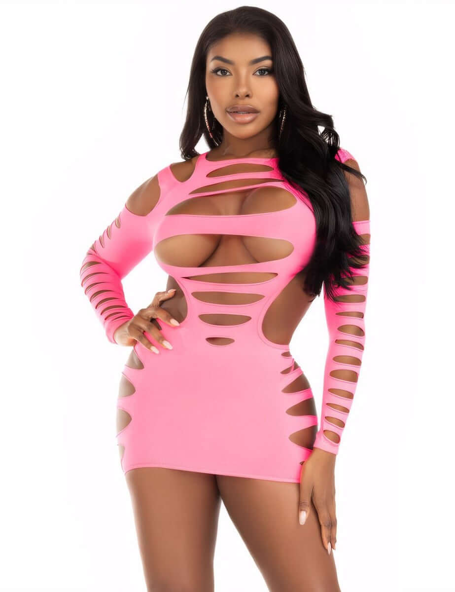 Long Sleeves Hollow Out Sheer Bodystocking