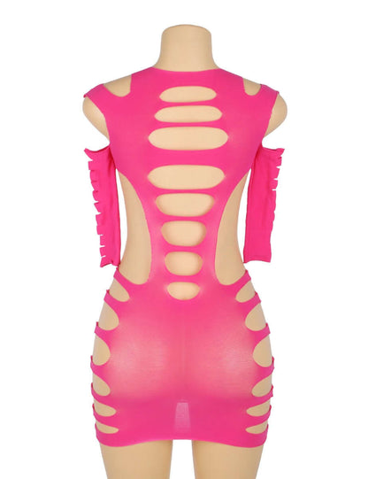 Long Sleeves Hollow Out Sheer Bodystocking