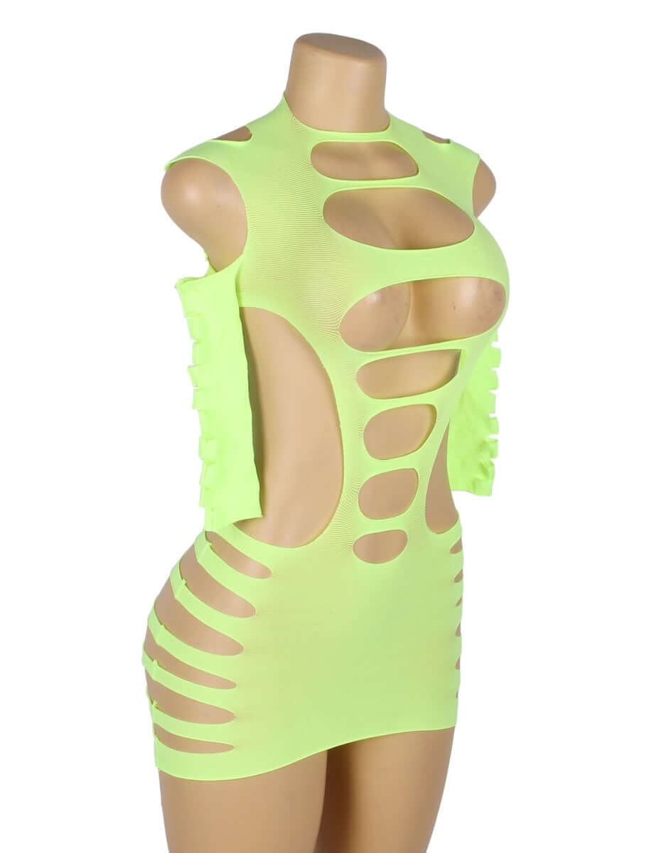 Long Sleeves Hollow Out Sheer Bodystocking