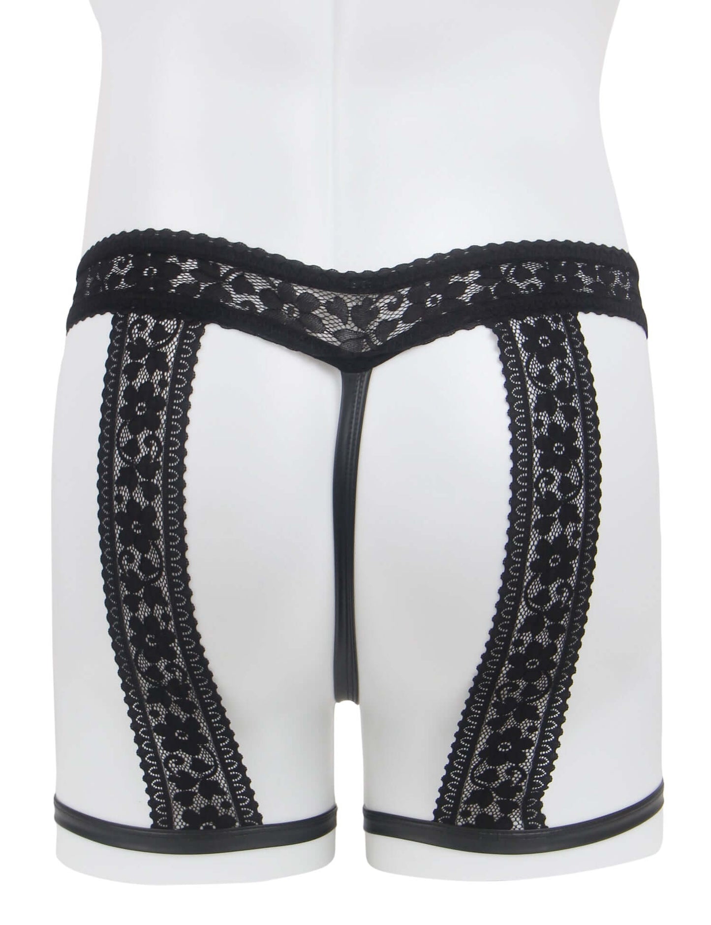 Men’s Black Lace Briefs with Adjustable Leg Strap Design