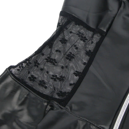 Halter Neck Black Leather Dress