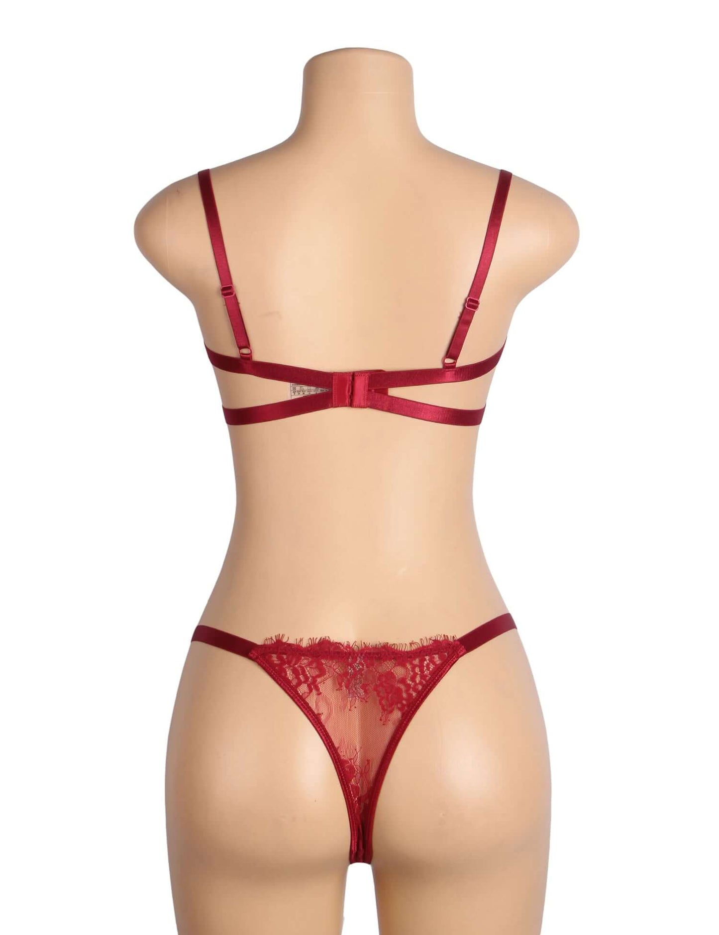 Red Lace Lingerie Set with Sheer Mesh Detailing