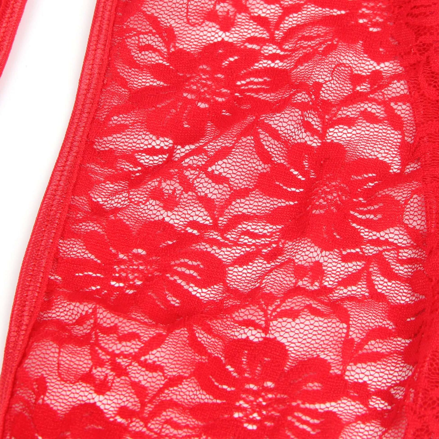 Red Lace Mesh Halter Neck Teddy Lingerie