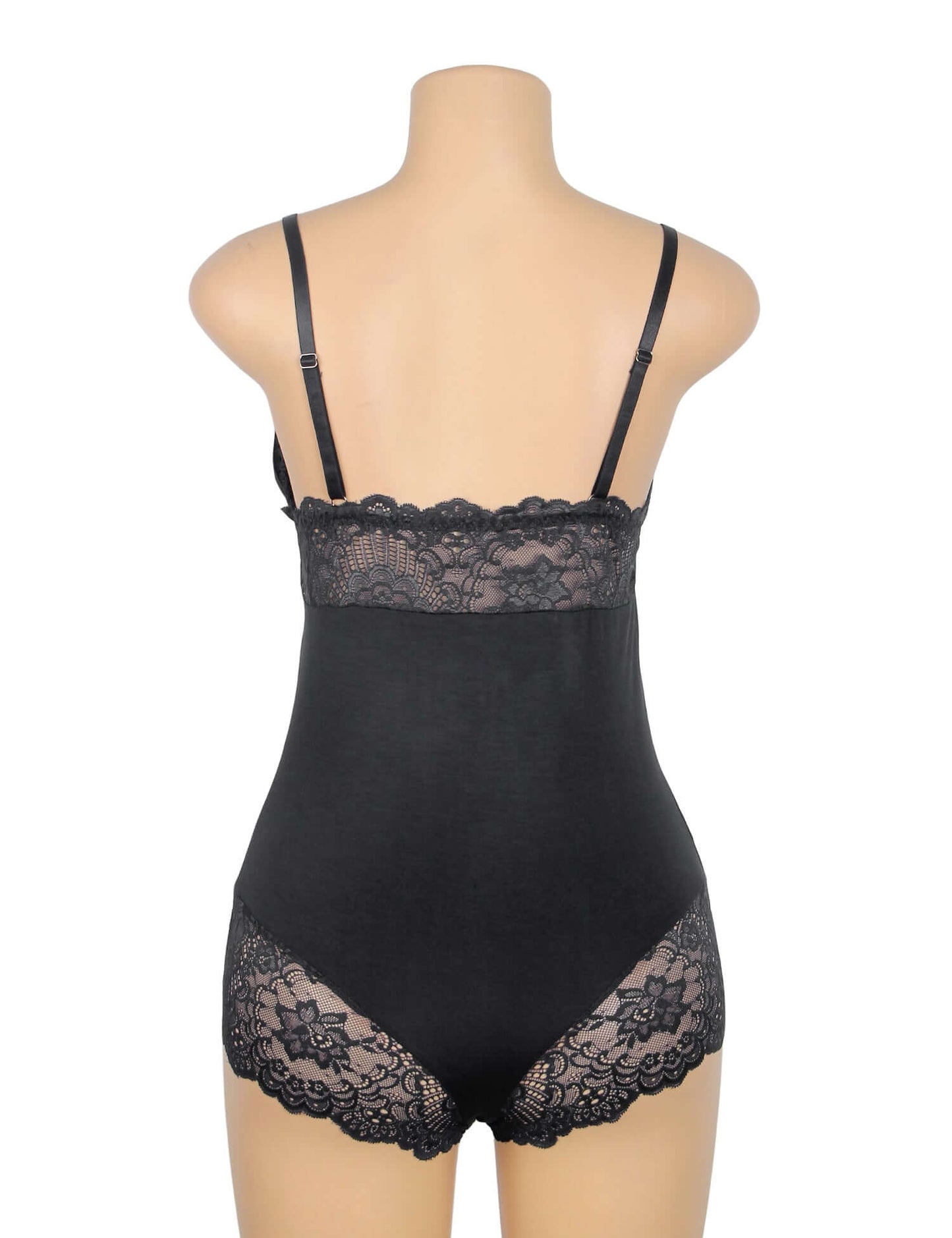 Black Modal Lace Bodysuit with Cut-Out Detail