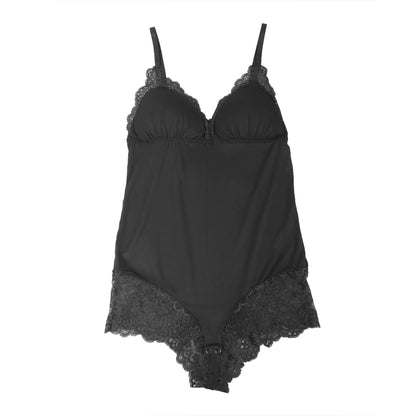 Black Modal Lace Bodysuit with Cut-Out Detail