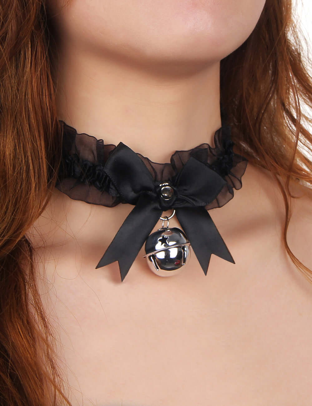 Black Bow Lace Bell Neck Ring