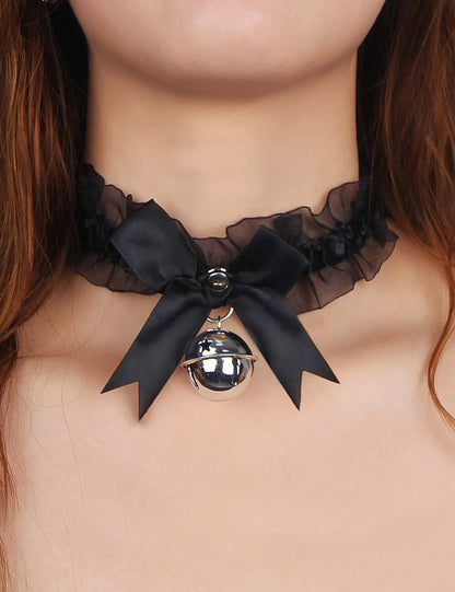 Black Bow Lace Bell Neck Ring