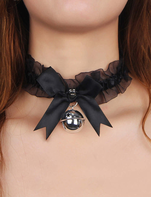 Black Bow Lace Bell Neck Ring