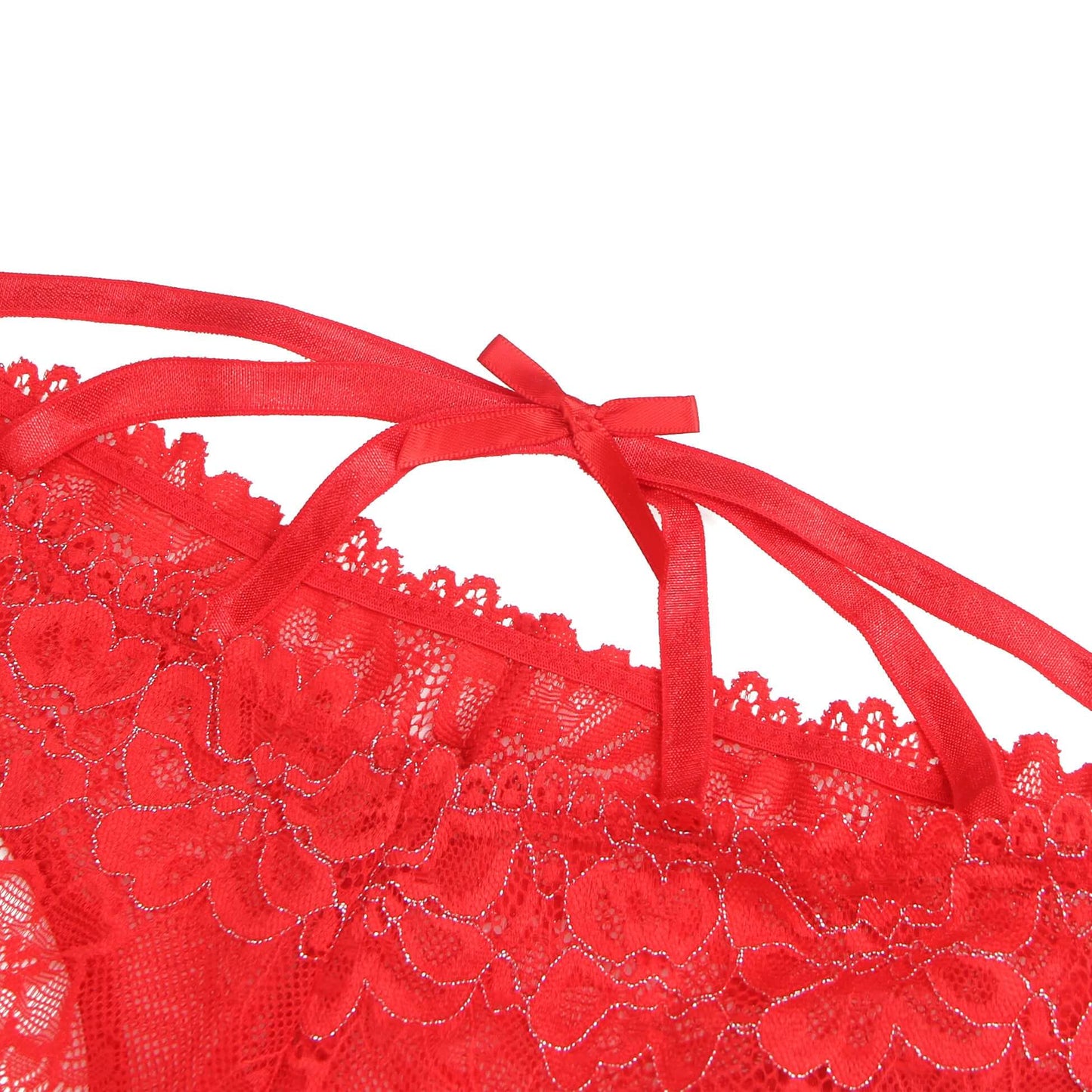 Red Lace Cross-Strap Women’s Sheer Panty