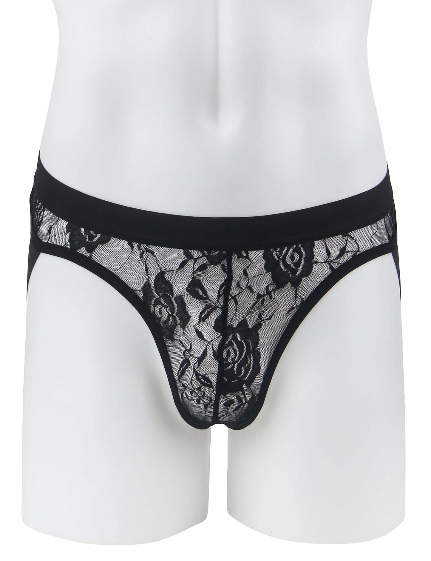 Men’s Black Lace Jockstrap with Elastic Waistband