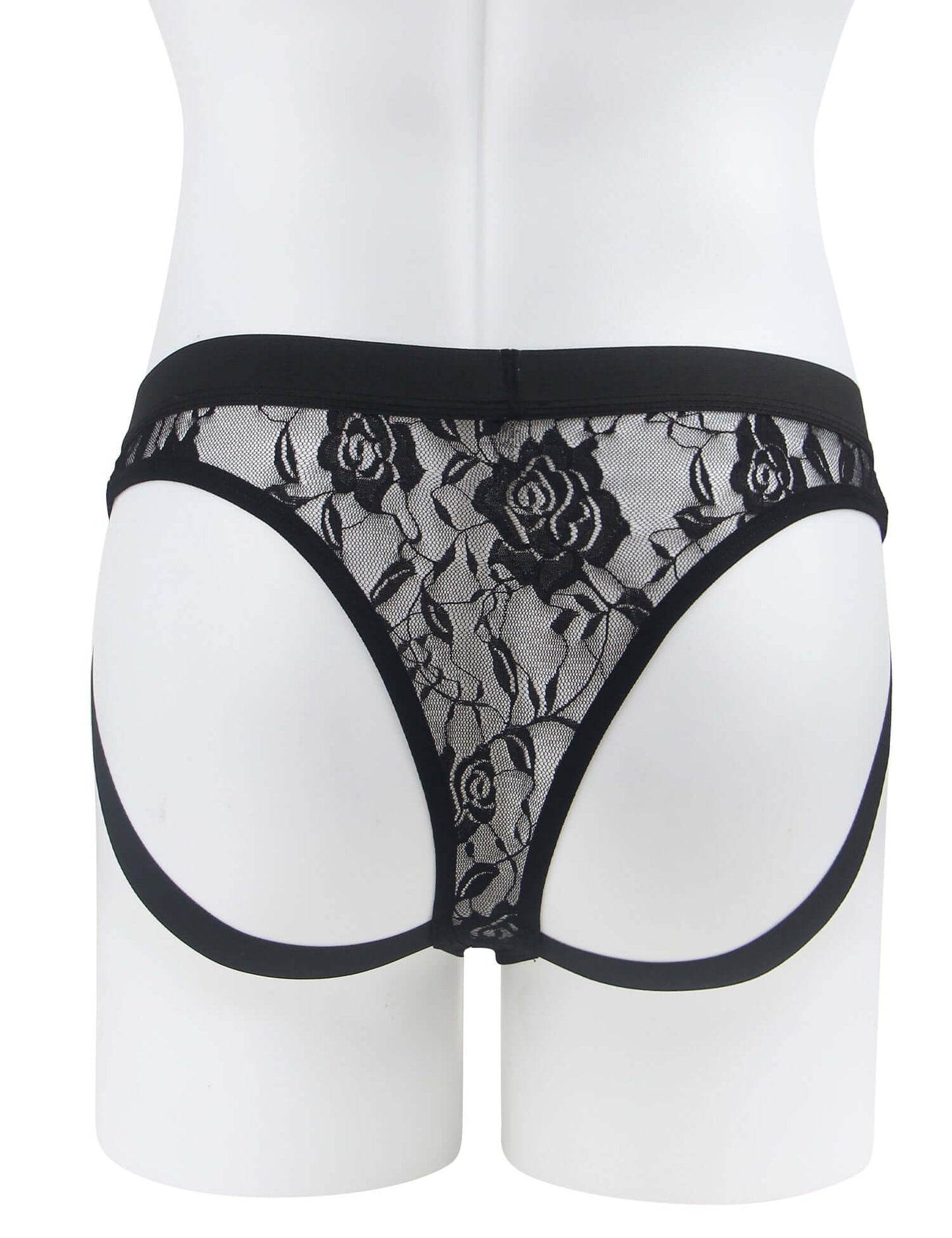 Men’s Black Lace Jockstrap with Elastic Waistband