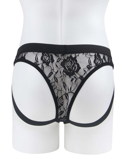 Men’s Black Lace Jockstrap with Elastic Waistband