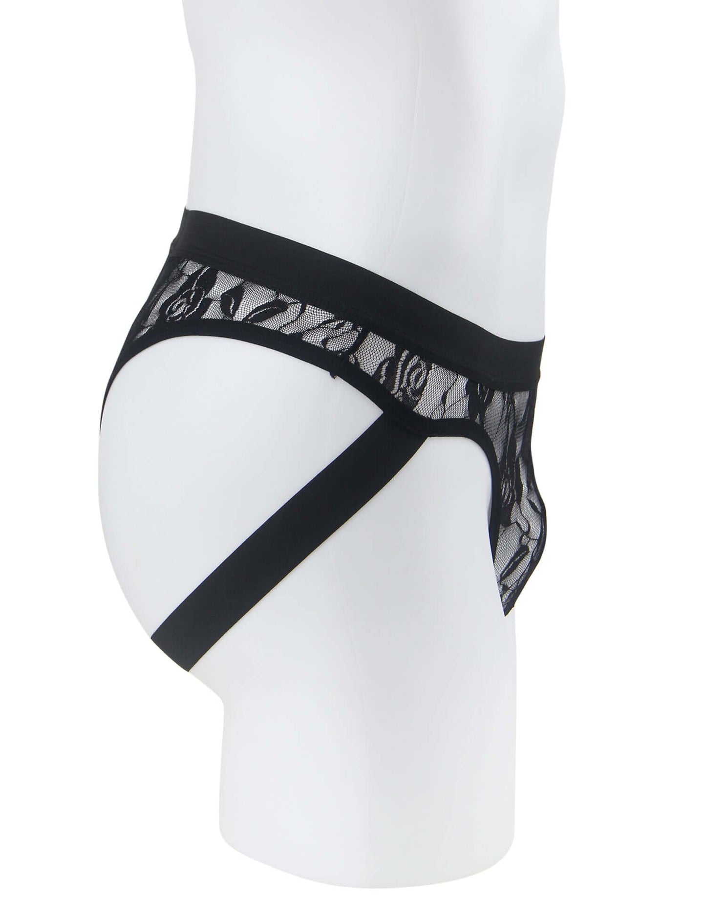 Men’s Black Lace Jockstrap with Elastic Waistband