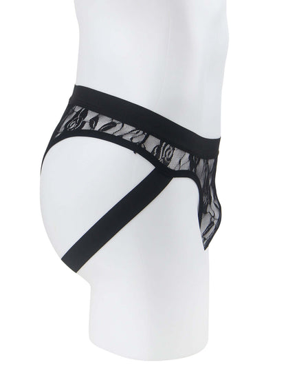 Men’s Black Lace Jockstrap with Elastic Waistband