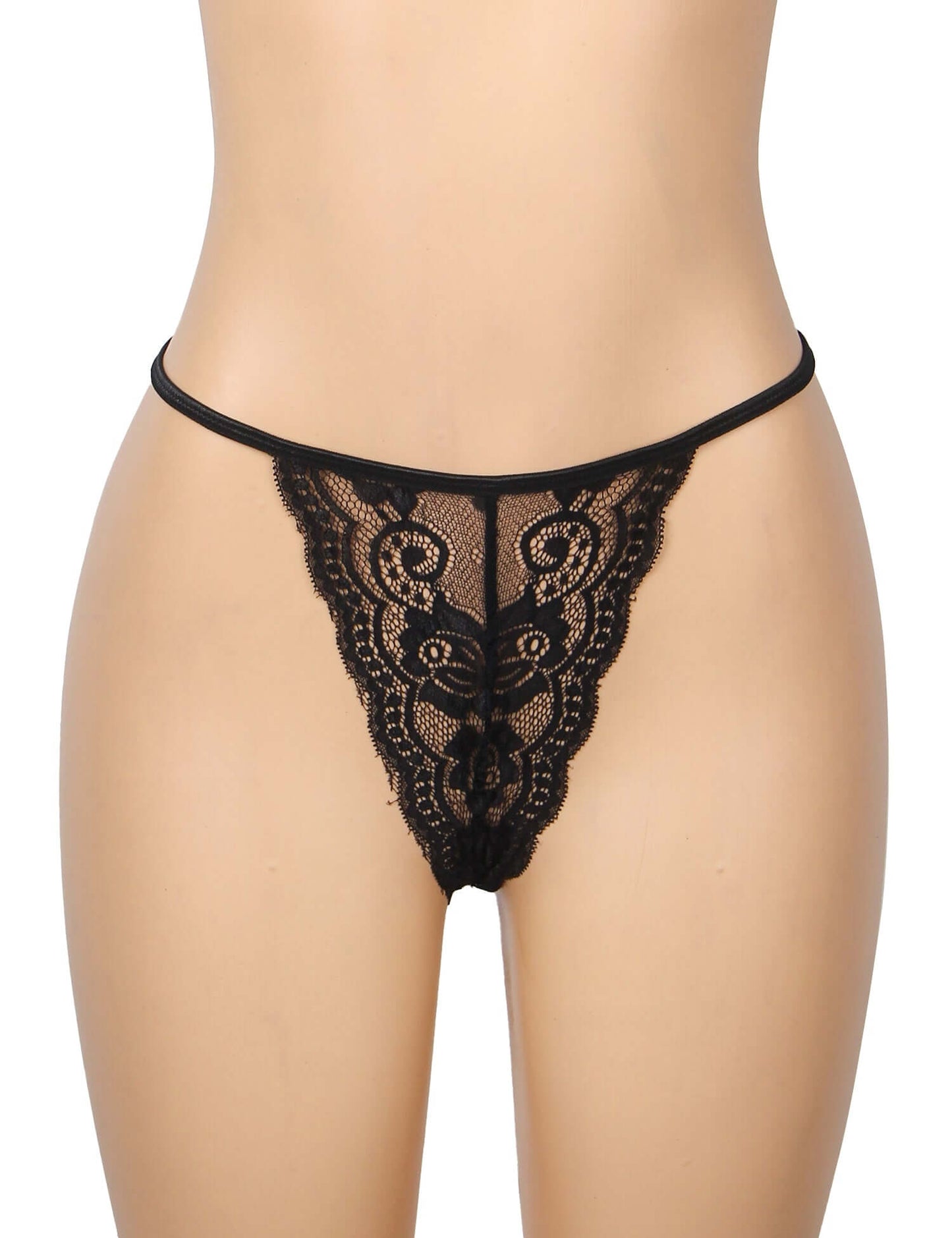 Black See Through Lace Mesh Halter Neck Backless Garter Lingerie Set