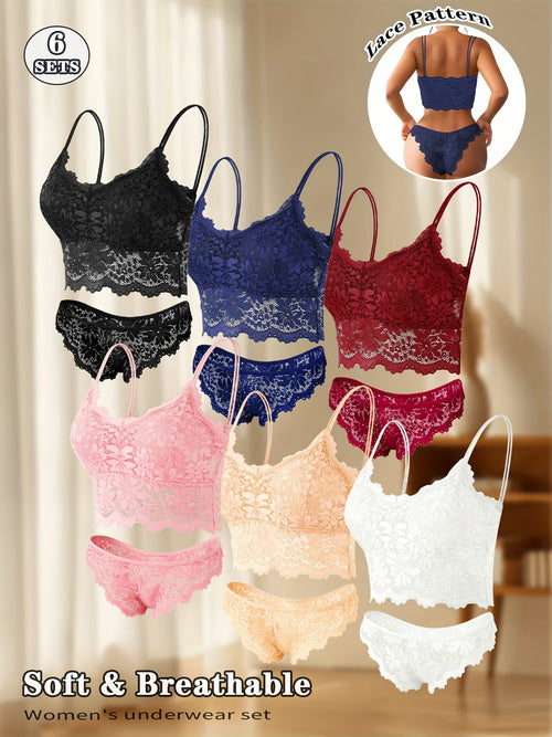 Pack of 6 Women’s Lace Lingerie Set