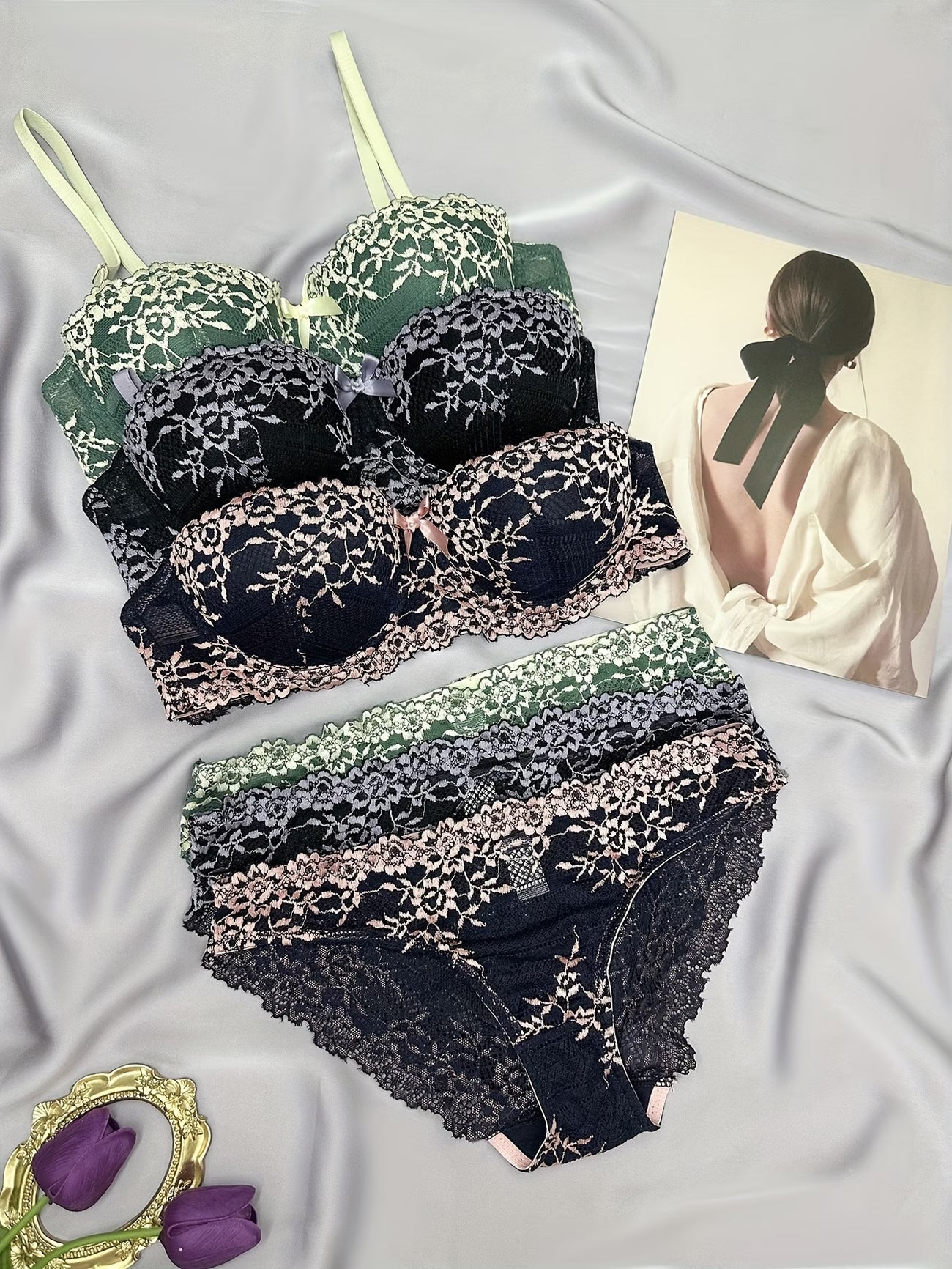 Pack of 6 Women’s Lace Lingerie Set