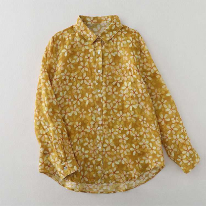 Women’s Golden Bloom Floral Print Pure Cotton Shirt