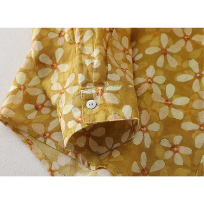 Women’s Golden Bloom Floral Print Pure Cotton Shirt