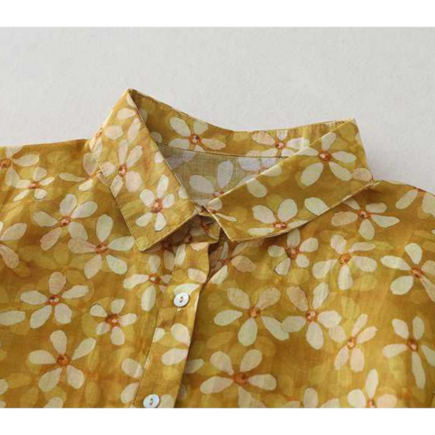 Women’s Golden Bloom Floral Print Pure Cotton Shirt
