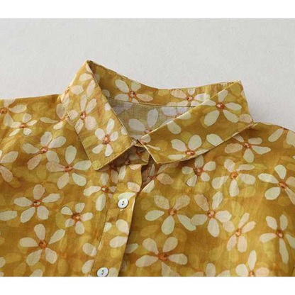 Women’s Golden Bloom Floral Print Pure Cotton Shirt
