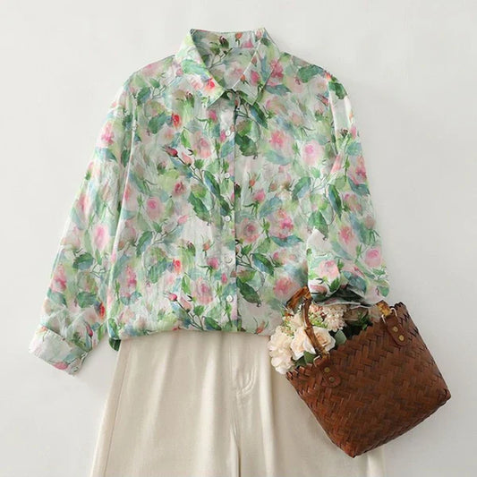 Women’s Full Sleeve Digital Print Cotton Casual Shirt