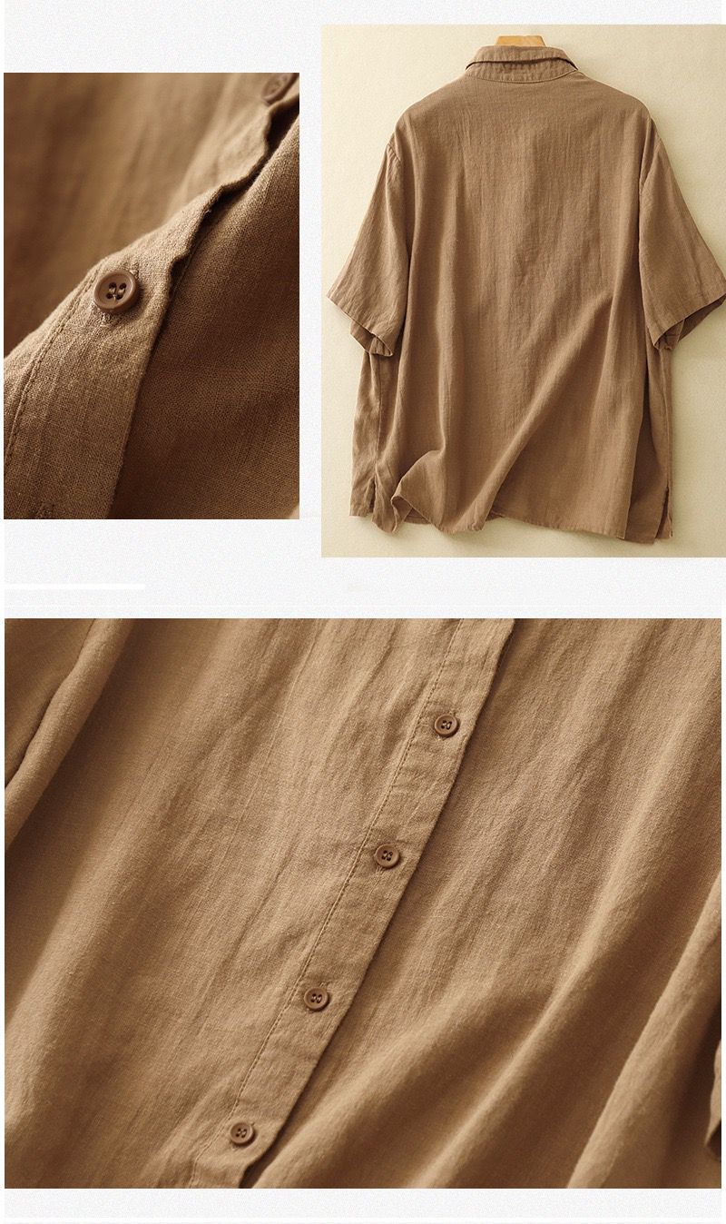 Women’s Oversized Pure Cotton Comfort Shirt with Half Sleeves