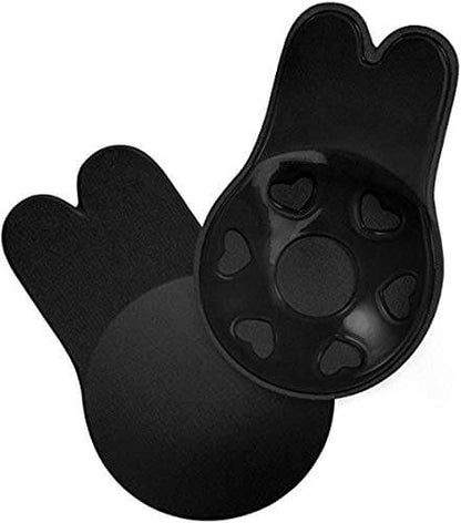 Black Strapless Reusable Women's Rabbit Ear Push-Up Invisible Nipple Covers