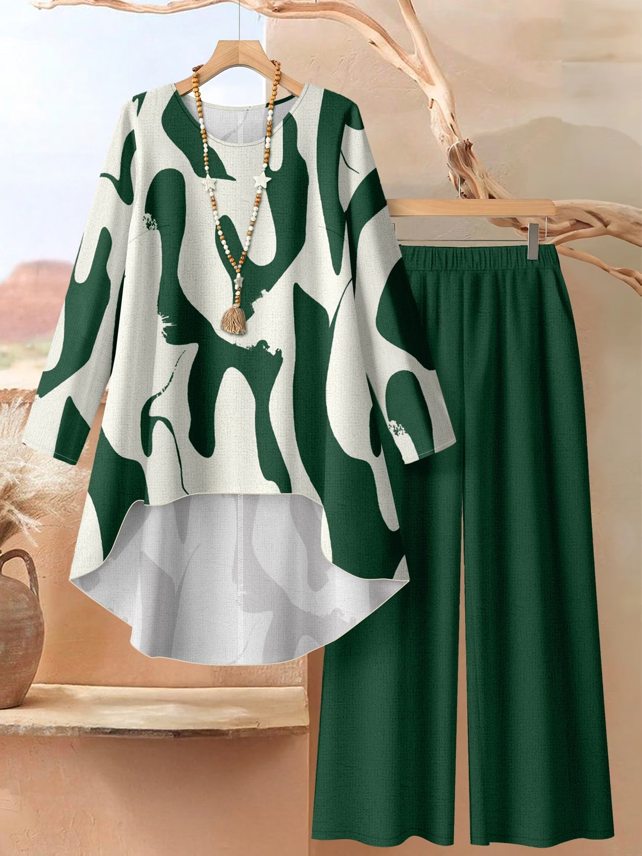 Elegant Botanical Print 2-Piece Women’s Co-Ord Set