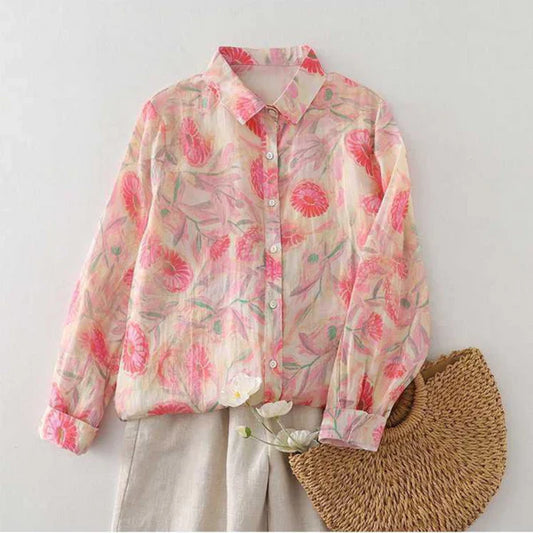 Women’s Pure Cotton Printed Casual Shirt with Full Sleeves