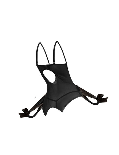 Black Faux Leather Teddy One piece Night dress