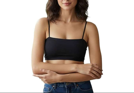 Black Everyday Wear Spaghetti Strap Bra Top