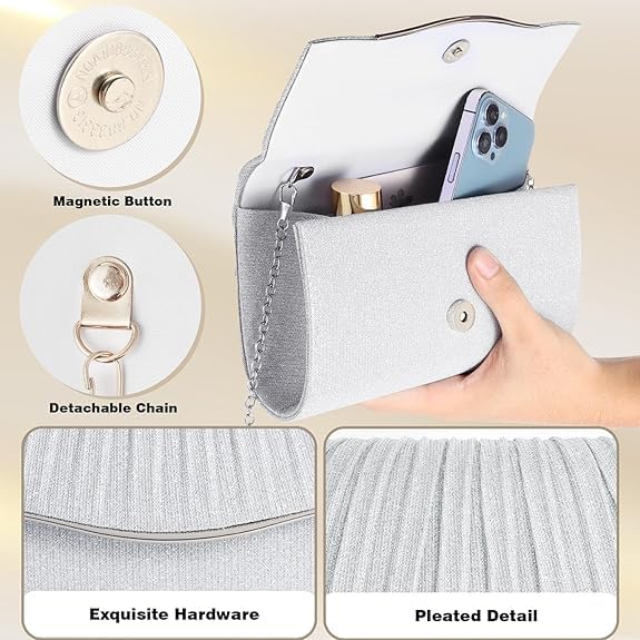 Elegant Clutch Purse for Women – Formal Evening Bag, Dressy Crossbody for Wedding, Cocktail, & Prom