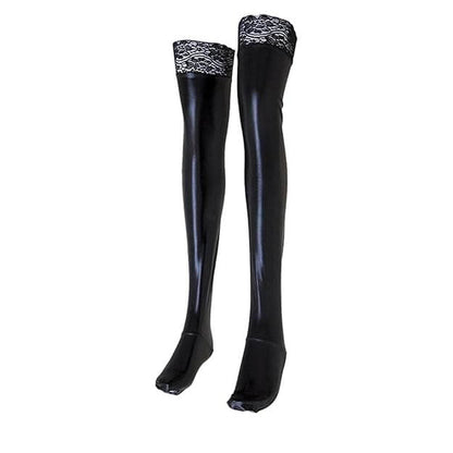 Black Faux Leather Shine Stockings