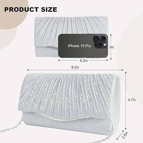 Elegant Clutch Purse for Women – Formal Evening Bag, Dressy Crossbody for Wedding, Cocktail, & Prom