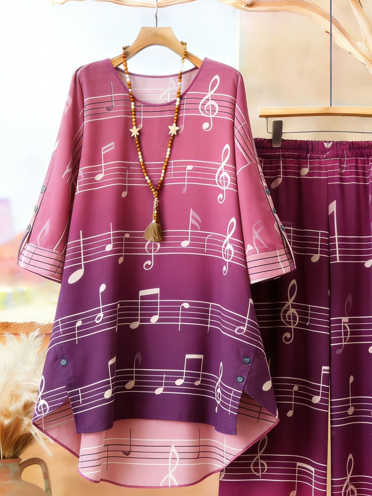 Elegant Botanical Print 2-Piece Women’s Co-Ord Set