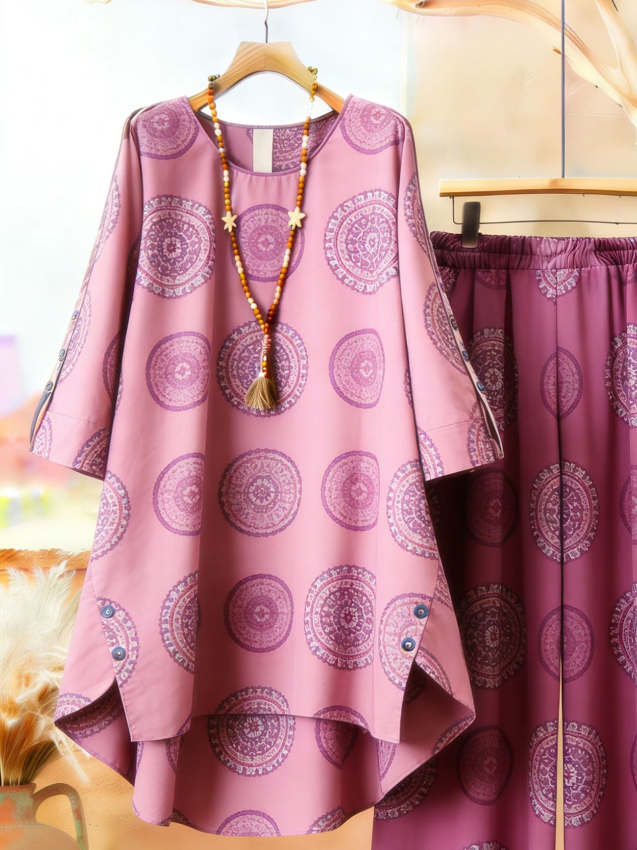 Elegant Botanical Print 2-Piece Women’s Co-Ord Set