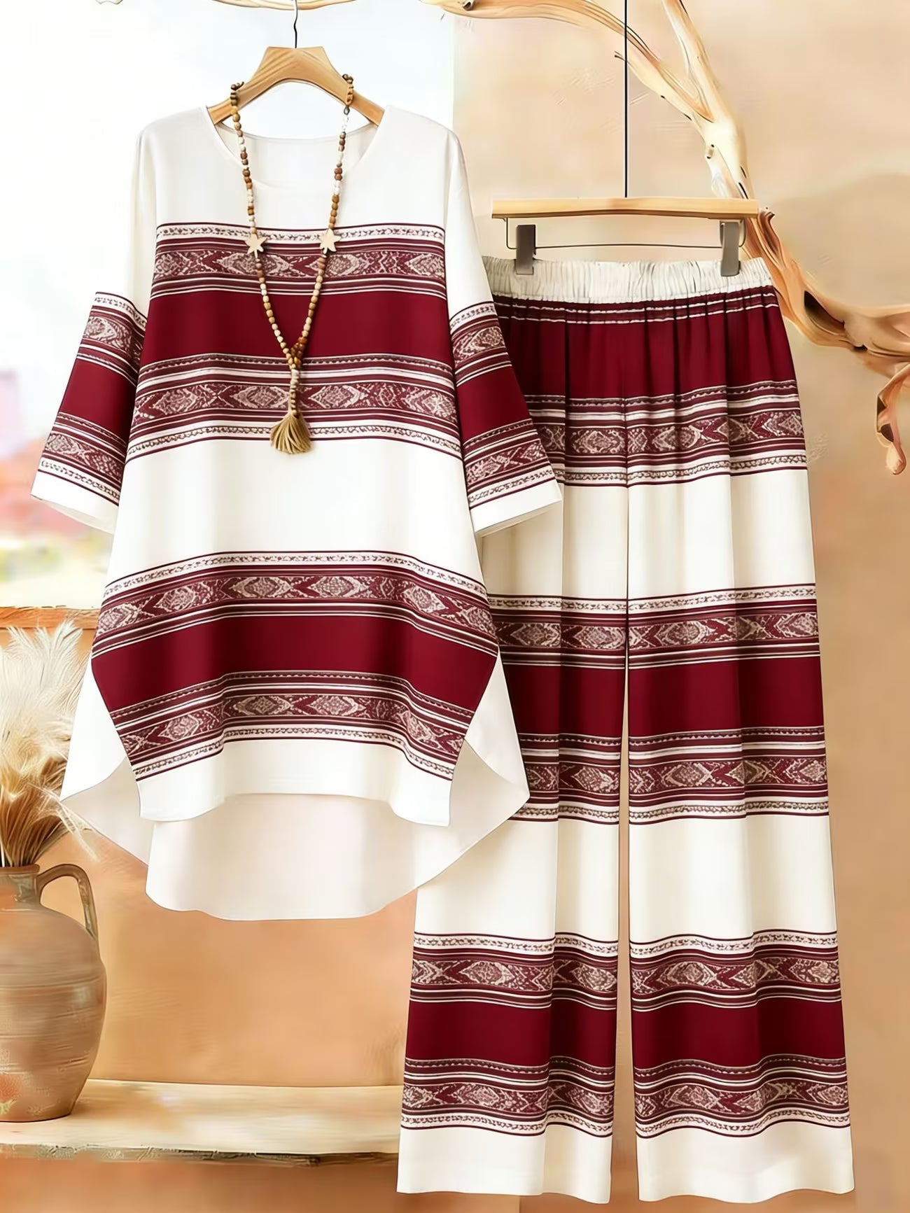 Elegant Botanical Print 2-Piece Women’s Co-Ord Set