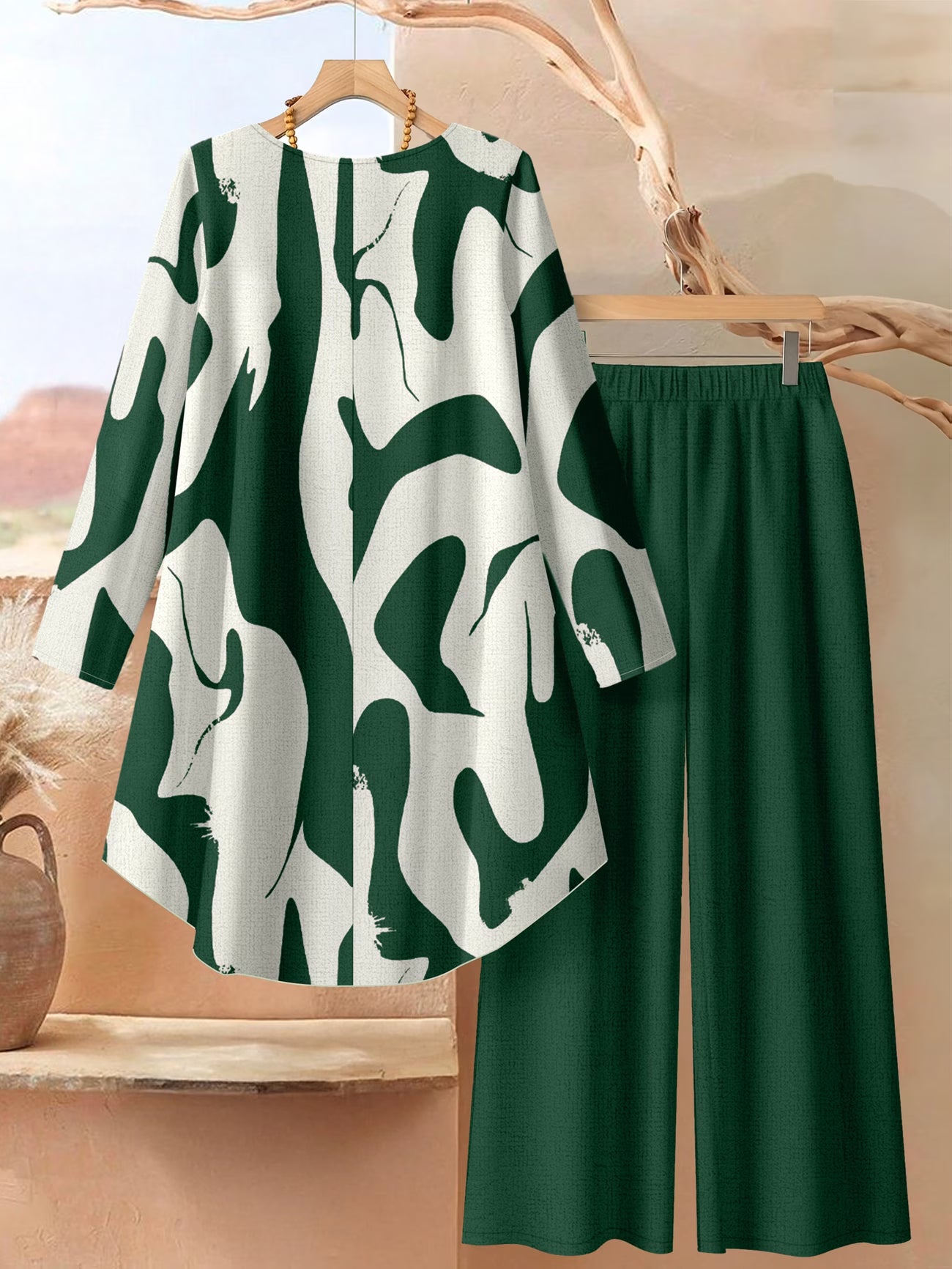 Elegant Botanical Print 2-Piece Women’s Co-Ord Set