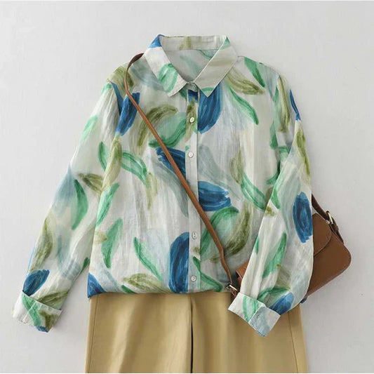 Women’s Pure Cotton Printed Casual Shirt with Full Sleeves