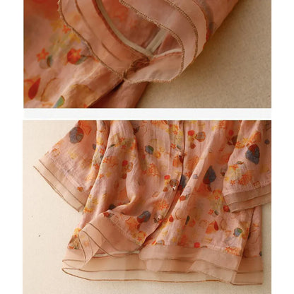 Women’s Pure Cotton Printed Shirt with Organza Detail