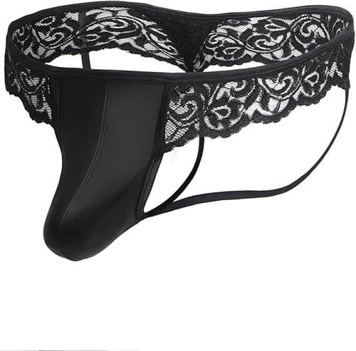Men's Lace and Faux Leather Underwear