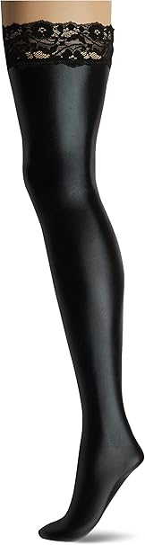 Black Faux Leather Shine Stockings