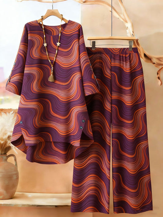 Elegant Botanical Print 2-Piece Women’s Co-Ord Set