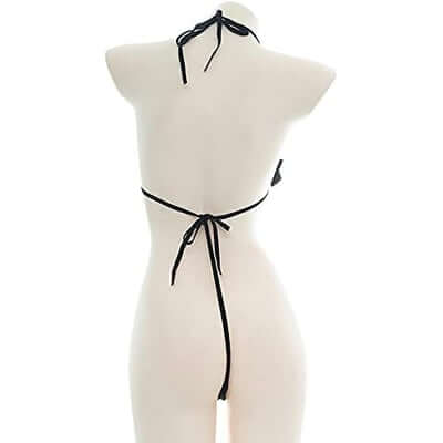 Black Bow Charm Micro Strap Lingerie