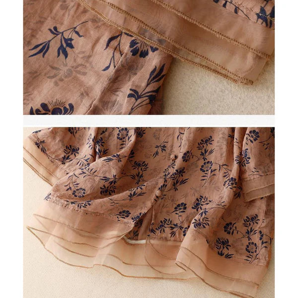 Women’s Pure Cotton Printed Shirt with Organza Detail